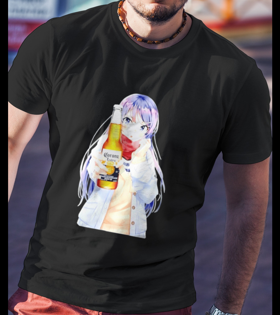 Mai Sakurajima Holding Corona Extra Rascal Does Not Dream Of Bunny Girl Senpai Anime T-Shirt