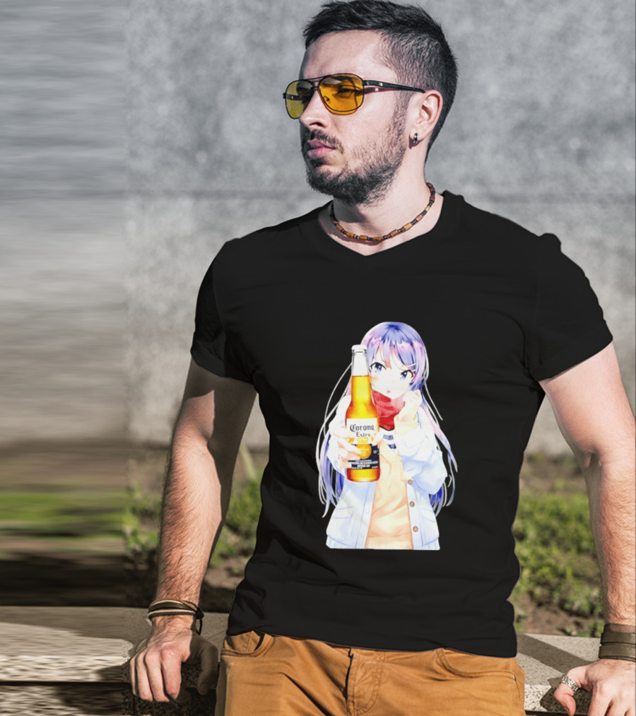 Mai Sakurajima Holding Corona Extra Rascal Does Not Dream Of Bunny Girl Senpai Anime T-Shirt