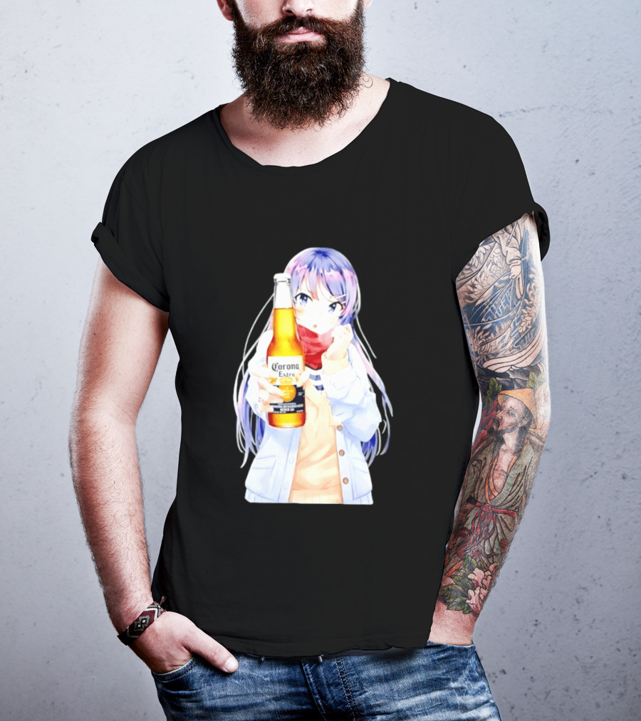 Mai Sakurajima Holding Corona Extra Rascal Does Not Dream Of Bunny Girl Senpai Anime T-Shirt