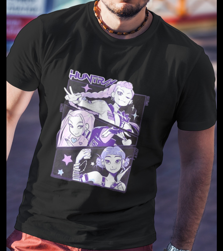 Huntrix Rumi Mira Zoey K POP World Tour Demon Hunters 2 Sided T-Shirt
