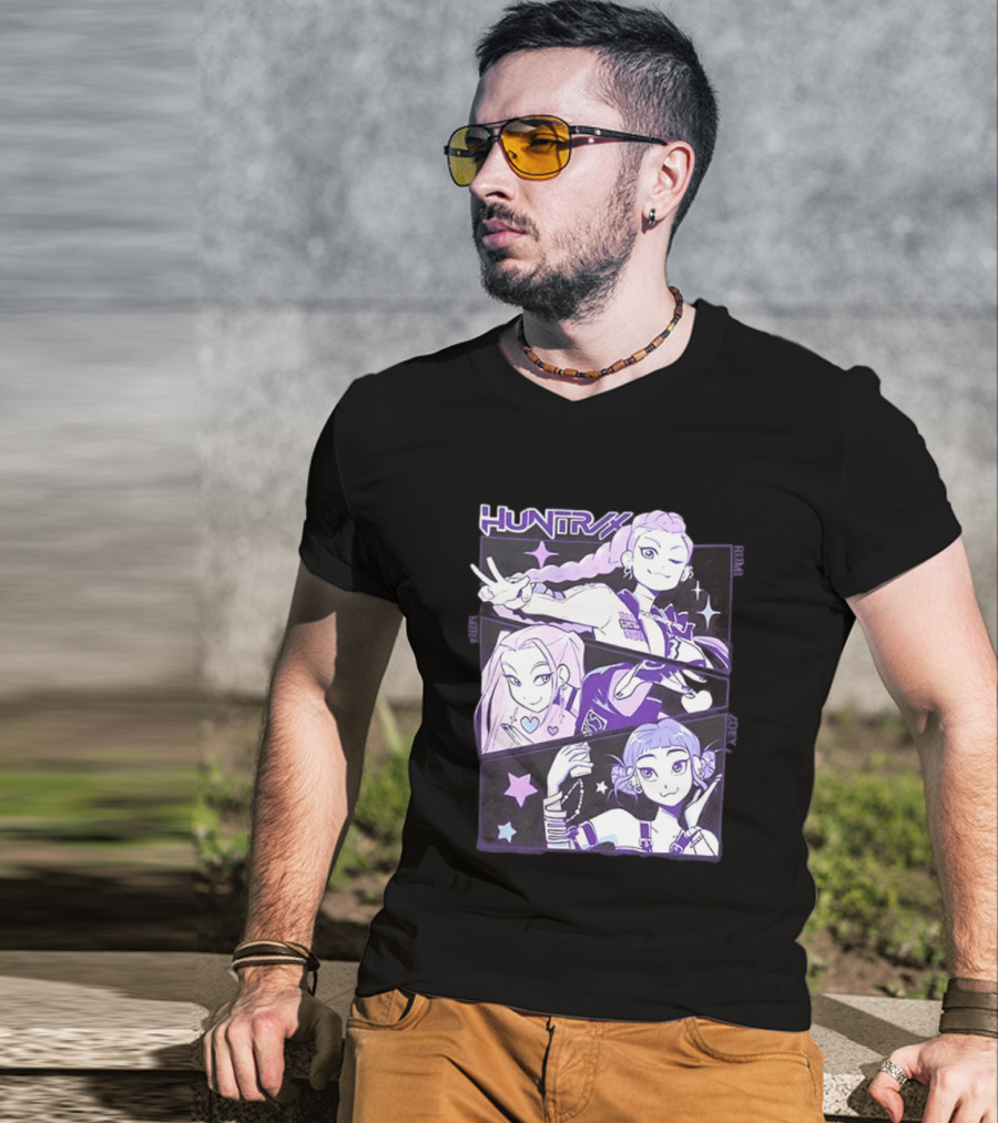 Huntrix Rumi Mira Zoey K POP World Tour Demon Hunters 2 Sided T-Shirt