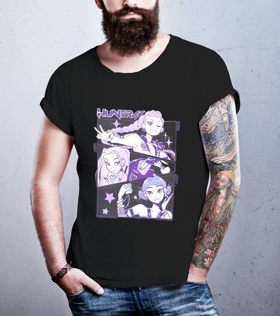 Huntrix Rumi Mira Zoey K POP World Tour Demon Hunters 2 Sided T-Shirt