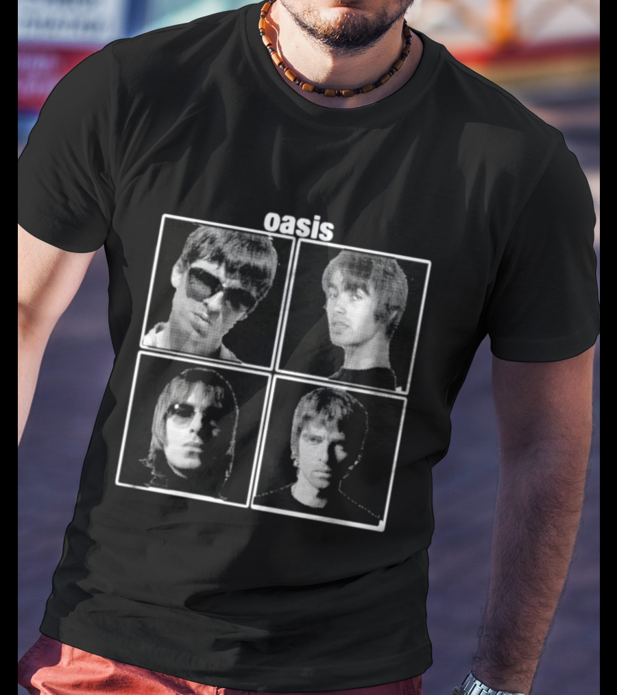 Oasis Band Members Britpop Liam Gallagher Iconic 90s Music Photos T-Shirt