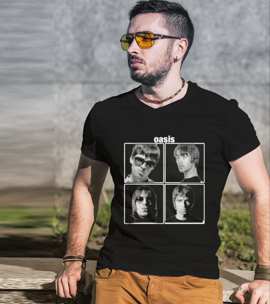 Oasis Band Members Britpop Liam Gallagher Iconic 90s Music Photos T-Shirt