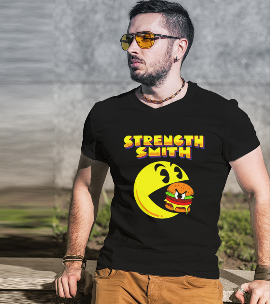 Strength Smith Pac Man Vs Burger Gaming Showdown T-Shirt