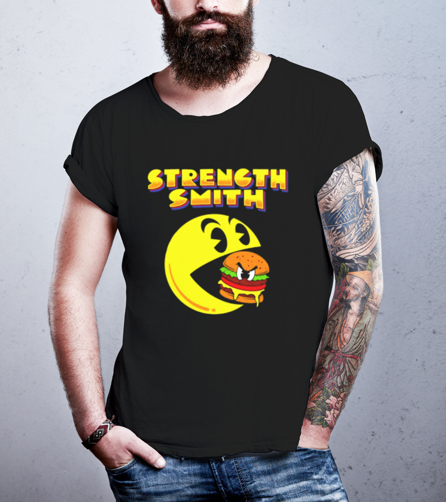 Strength Smith Pac Man Vs Burger Gaming Showdown T-Shirt
