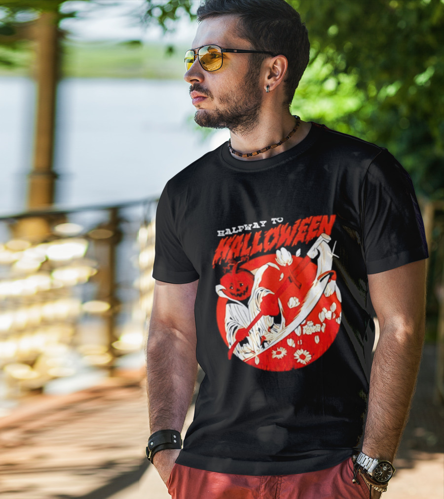 Halfway To Halloween Pumpkin Reaper Spooky T-Shirt