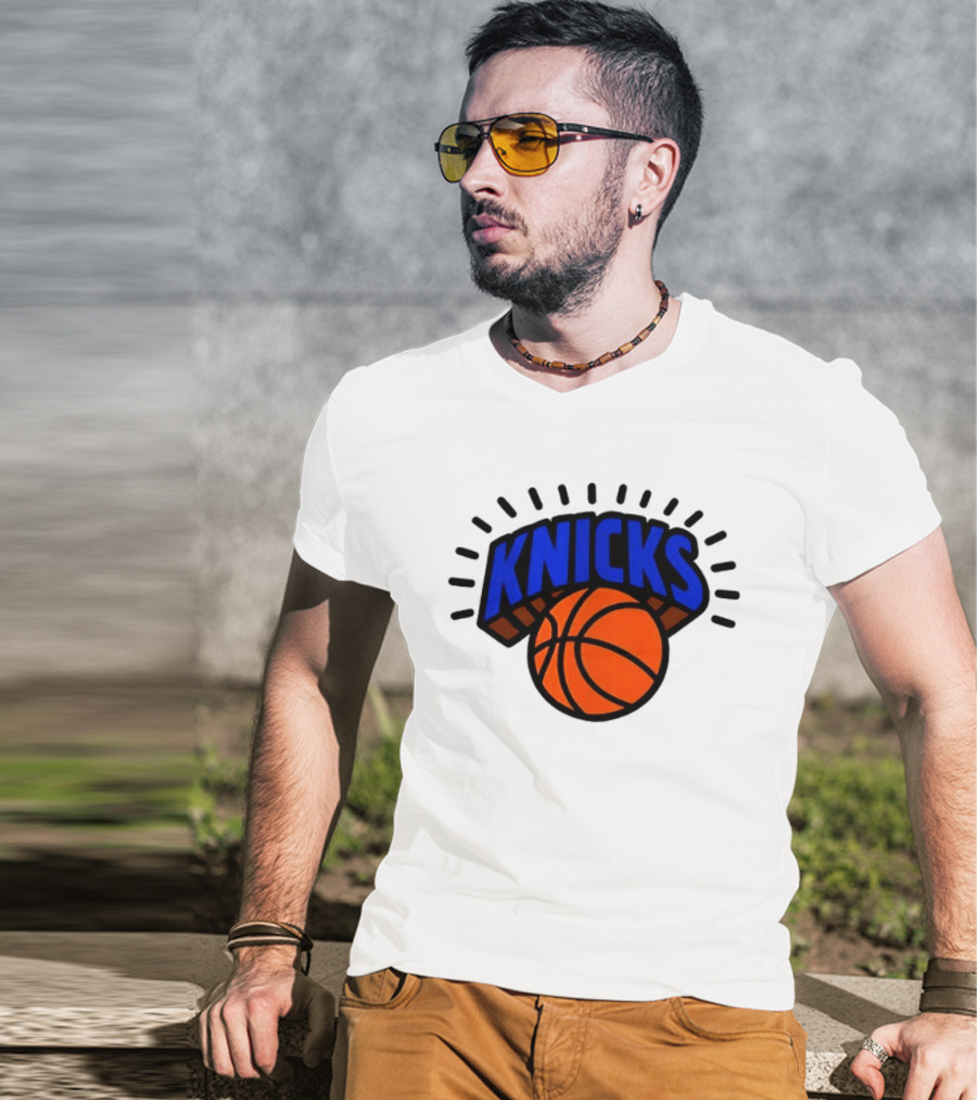 2026 NBA Let's Go New York Knicks Caricatures Two Sided T-Shirt