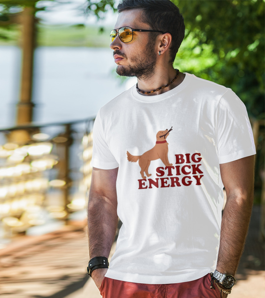Big Stick Energy Golden Retriever Dog Lover Playful Pet T-Shirt