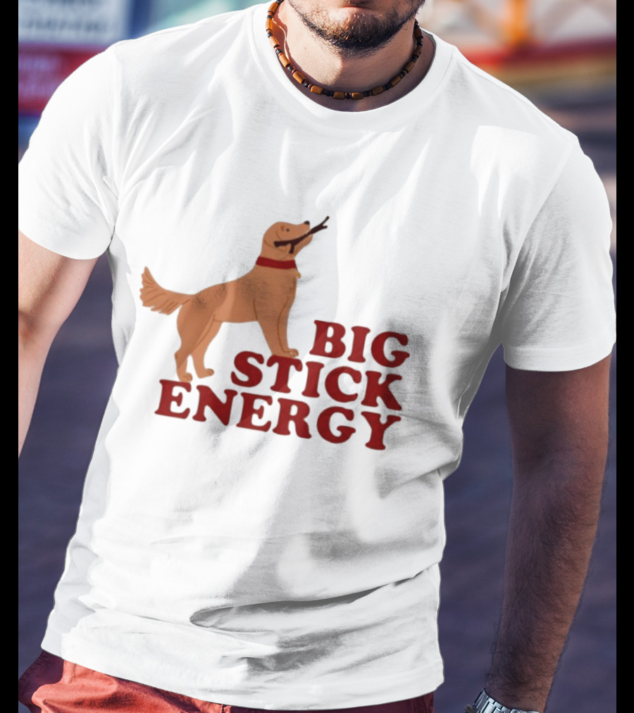 Big Stick Energy Golden Retriever Dog Lover Playful Pet T-Shirt