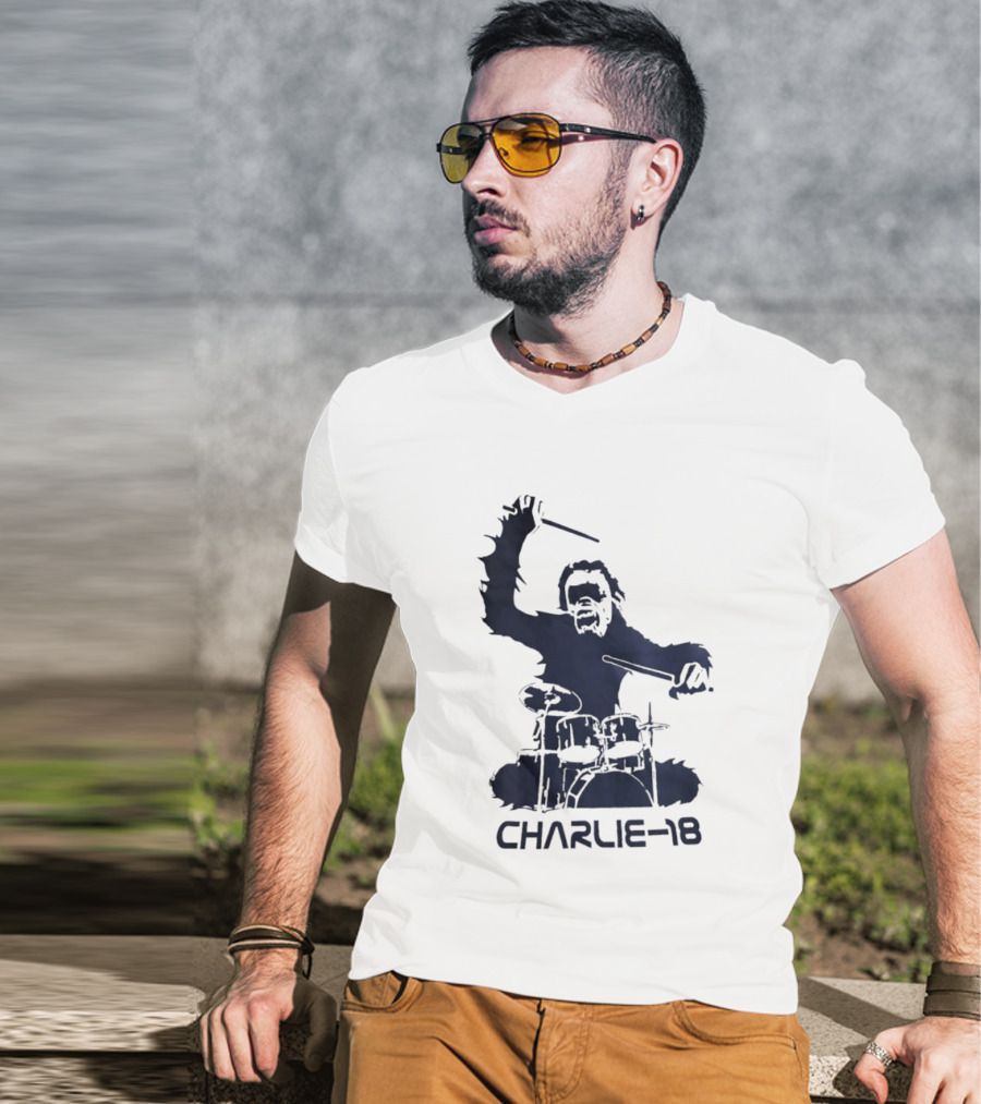 Charlie 18 Bigfoot Drumming T-Shirt