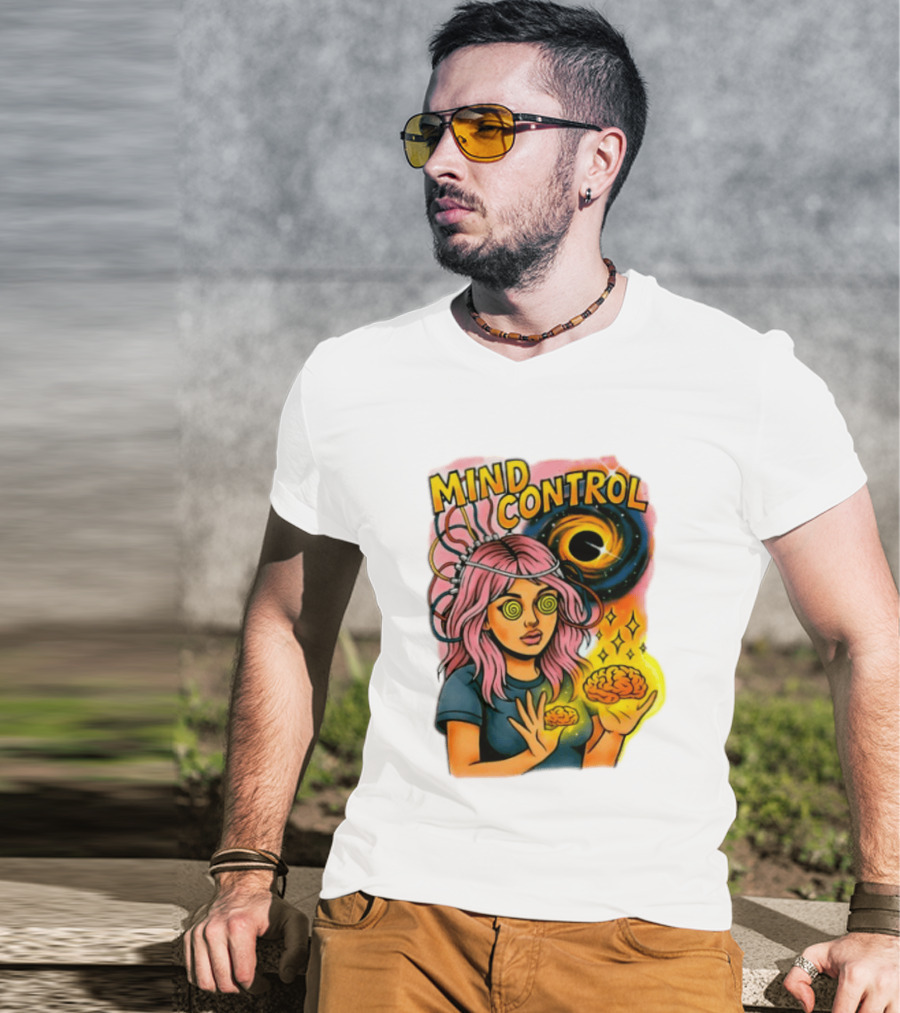 Mind Control Teen Hearts Psychedelic Black Hole Spiral Eyes Brain Magic T-Shirt