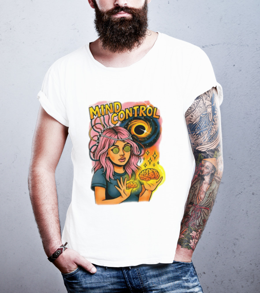 Mind Control Teen Hearts Psychedelic Black Hole Spiral Eyes Brain Magic T-Shirt