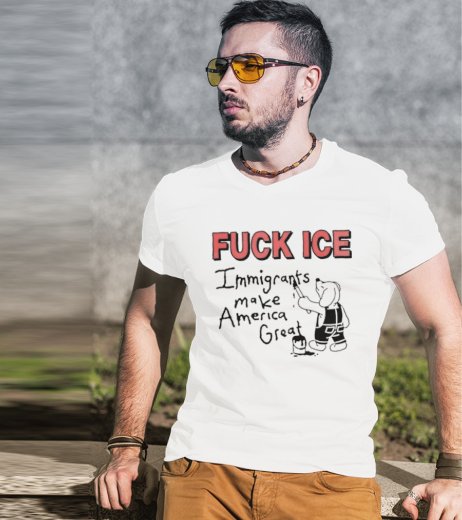 Fuck ICE Immigrants Make America Great Elephant Painter T-Shirt