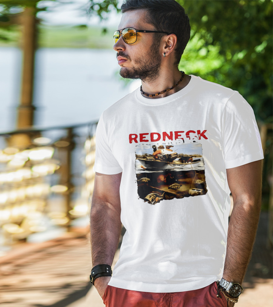 Redneck Fishfinder Fishing Boat Scene With Underwater View T-Shirt