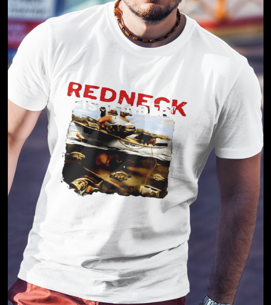 Redneck Fishfinder Fishing Boat Scene With Underwater View T-Shirt