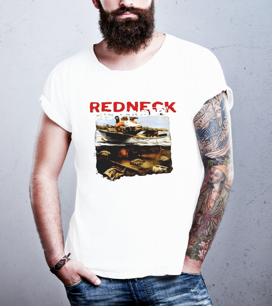 Redneck Fishfinder Fishing Boat Scene With Underwater View T-Shirt