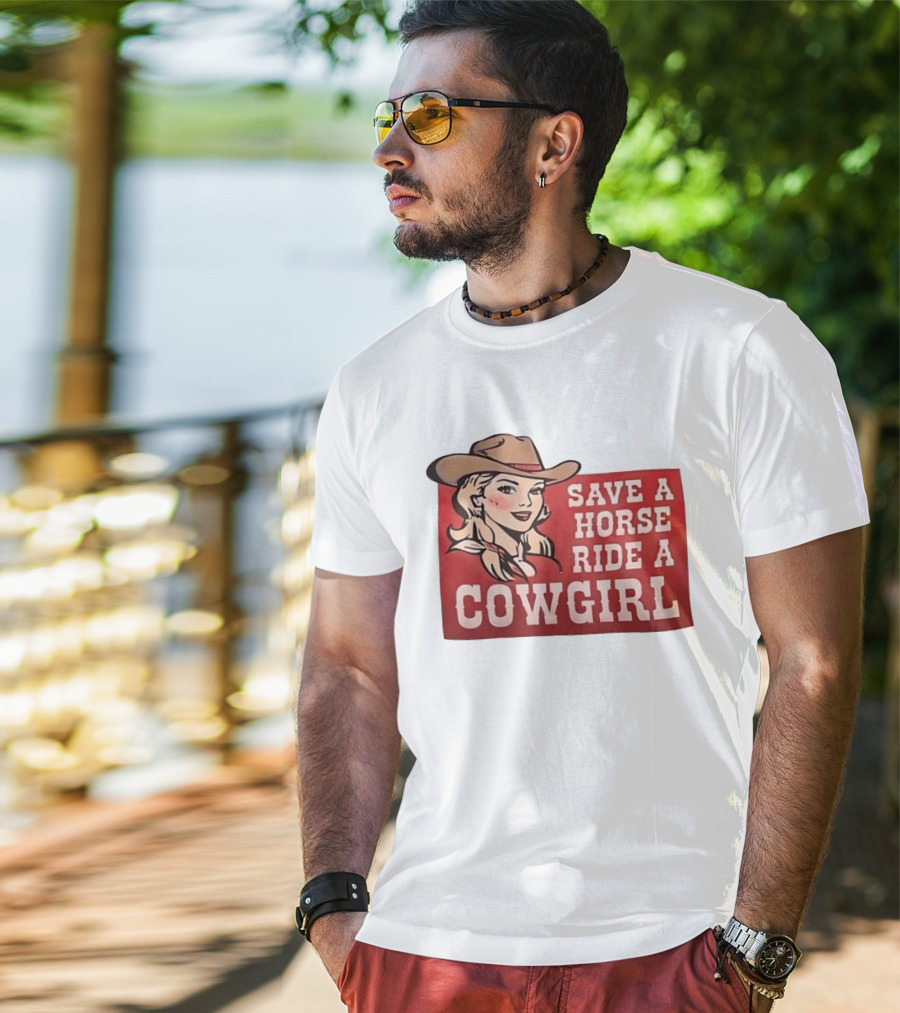 Save A Horse Ride A Cowgirl Western Country Music Vintage Style Cowgirl T-Shirt