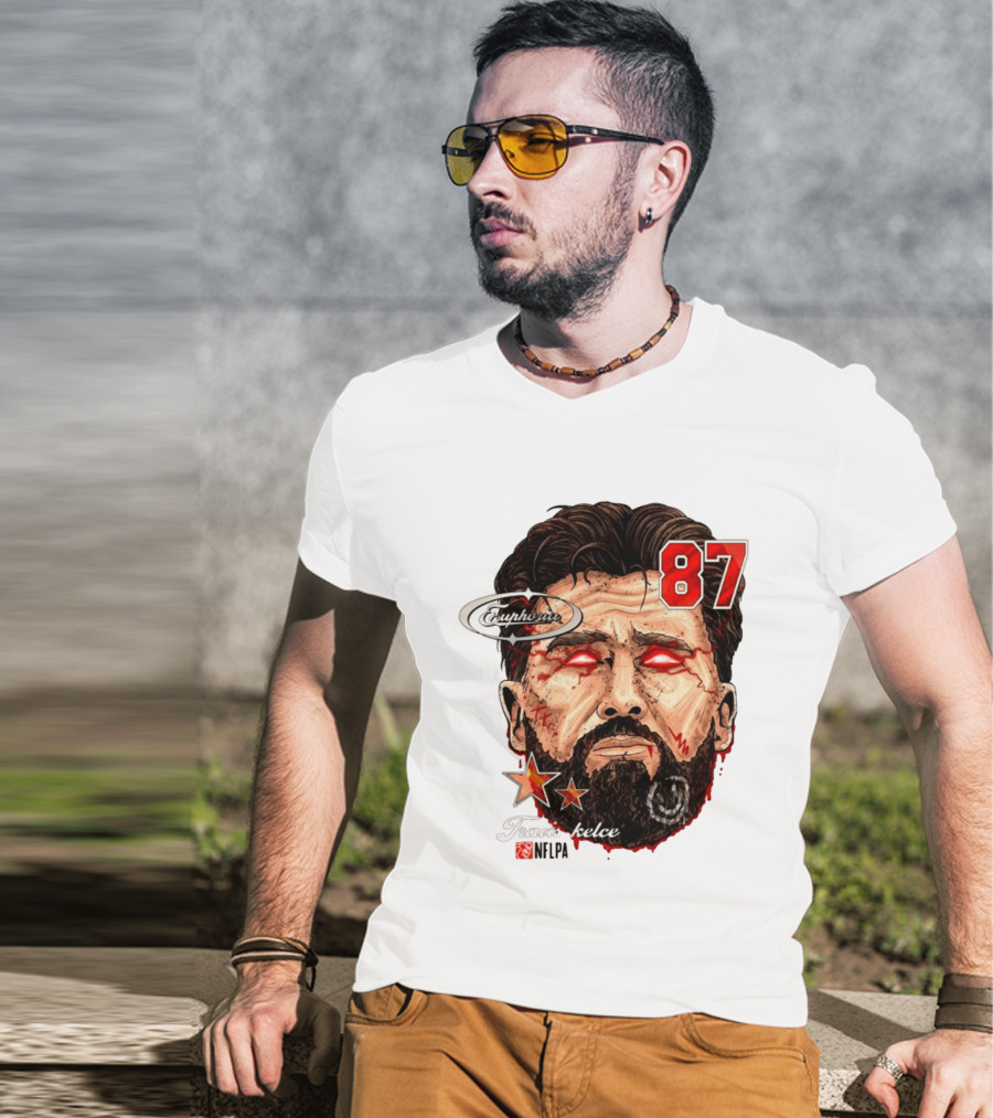Travis Kelce Euphoria Lightning NFLPA Big Head 87 T-Shirt
