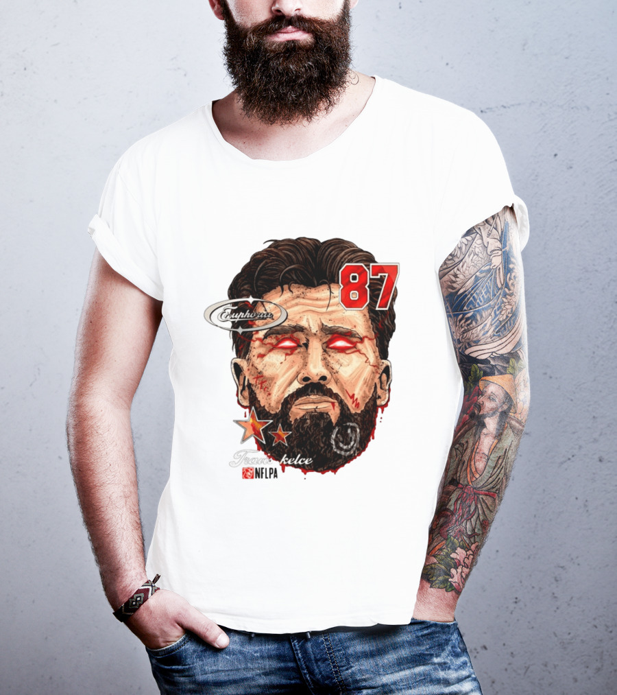 Travis Kelce Euphoria Lightning NFLPA Big Head 87 T-Shirt