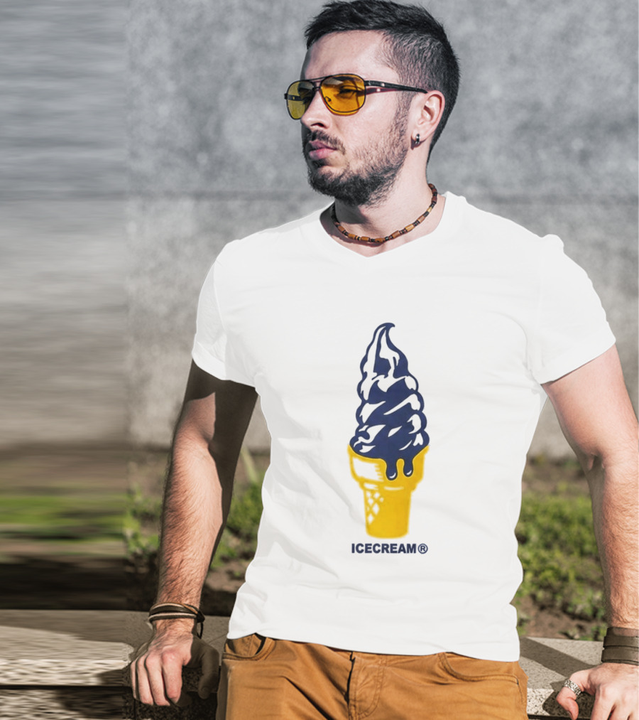 Trevor Goosby Ice Cream Blue And Yellow Cone T-Shirt