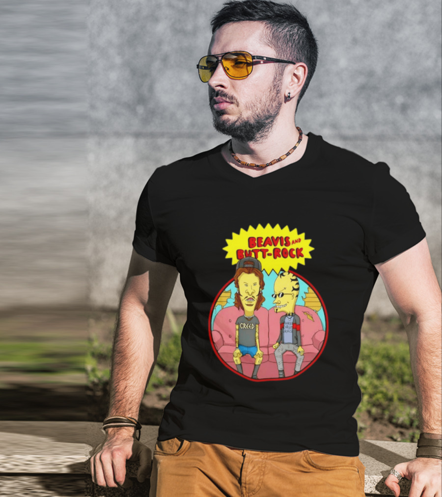 Beavis And Butt Head Rock Creed And Three Days Grace Couch Cartoon Characters T-Shirt