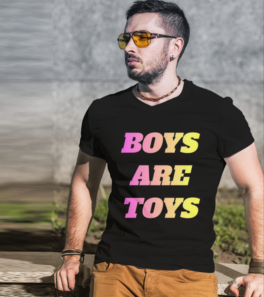 Boys Are Toys Gradient Pink And Yellow T-Shirt