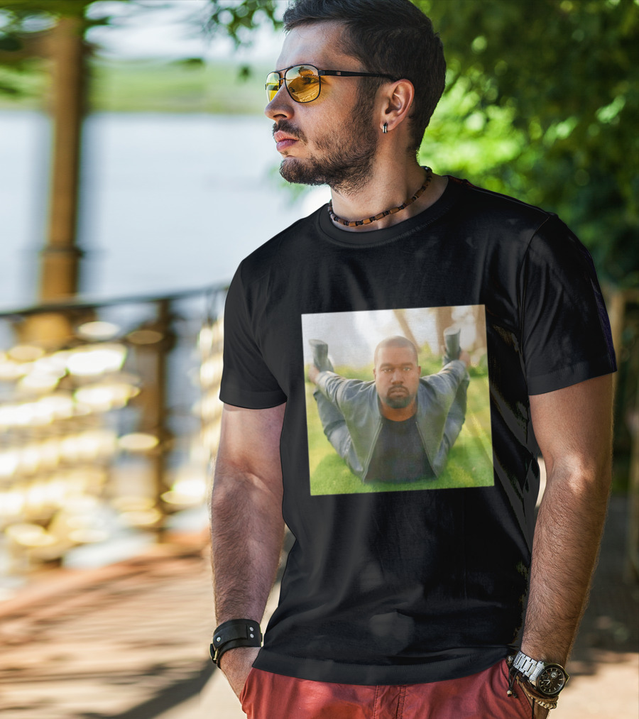 Kanye West Ye Meme Photo Iconic Pose Lying On Grass T-Shirt