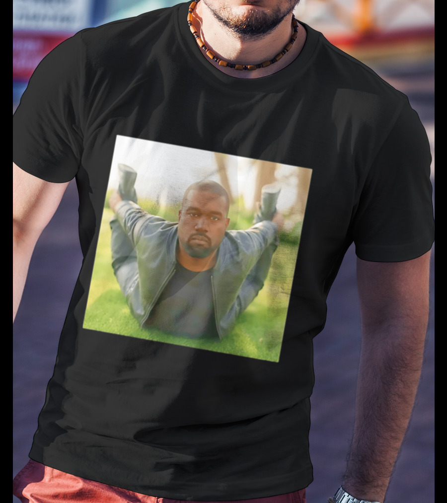 Kanye West Ye Meme Photo Iconic Pose Lying On Grass T-Shirt