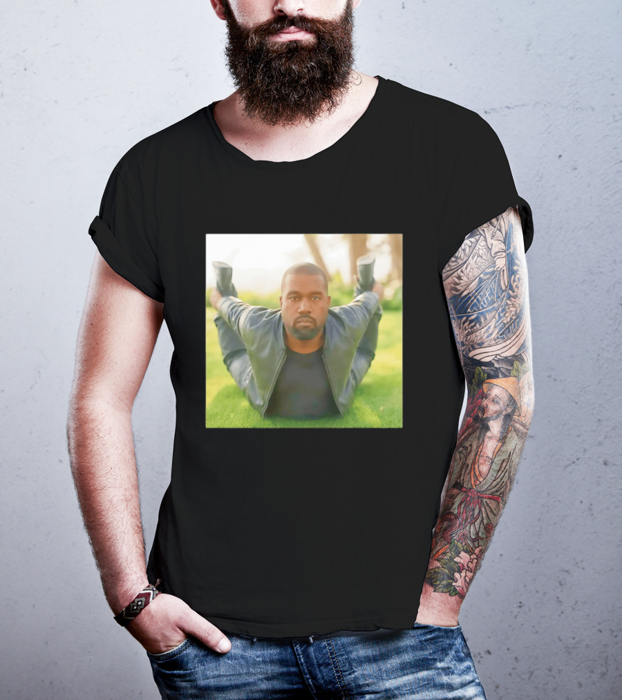 Kanye West Ye Meme Photo Iconic Pose Lying On Grass T-Shirt