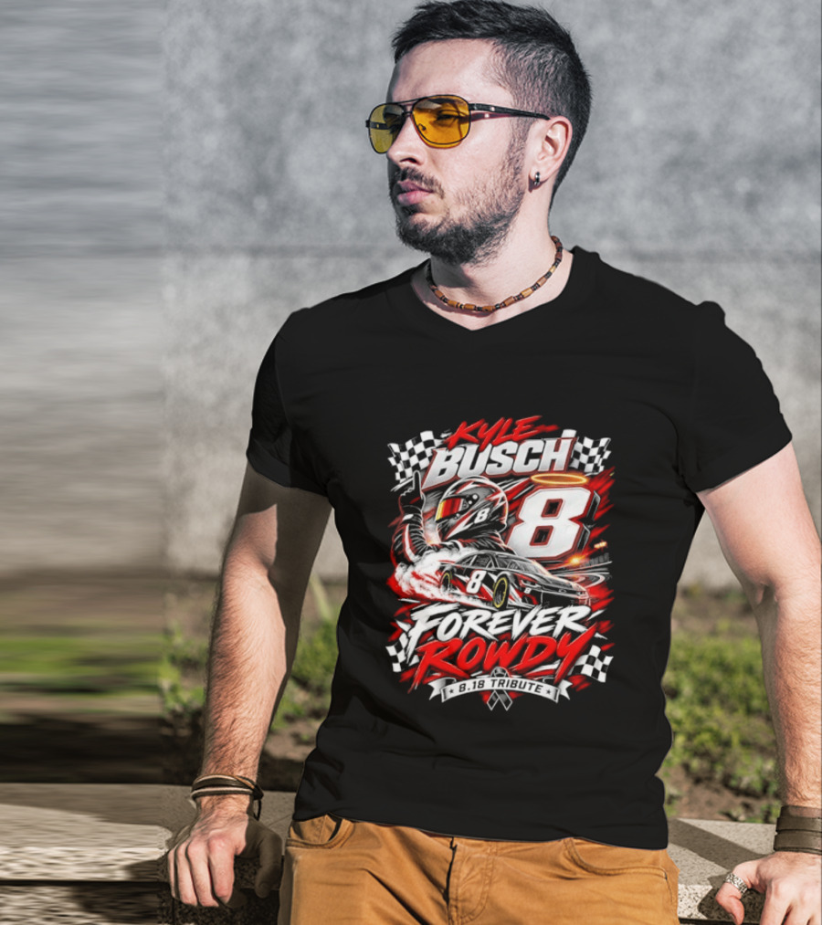 Kyle Busch 8 Forever Rowdy NASCAR Racing Angel Halo T-Shirt
