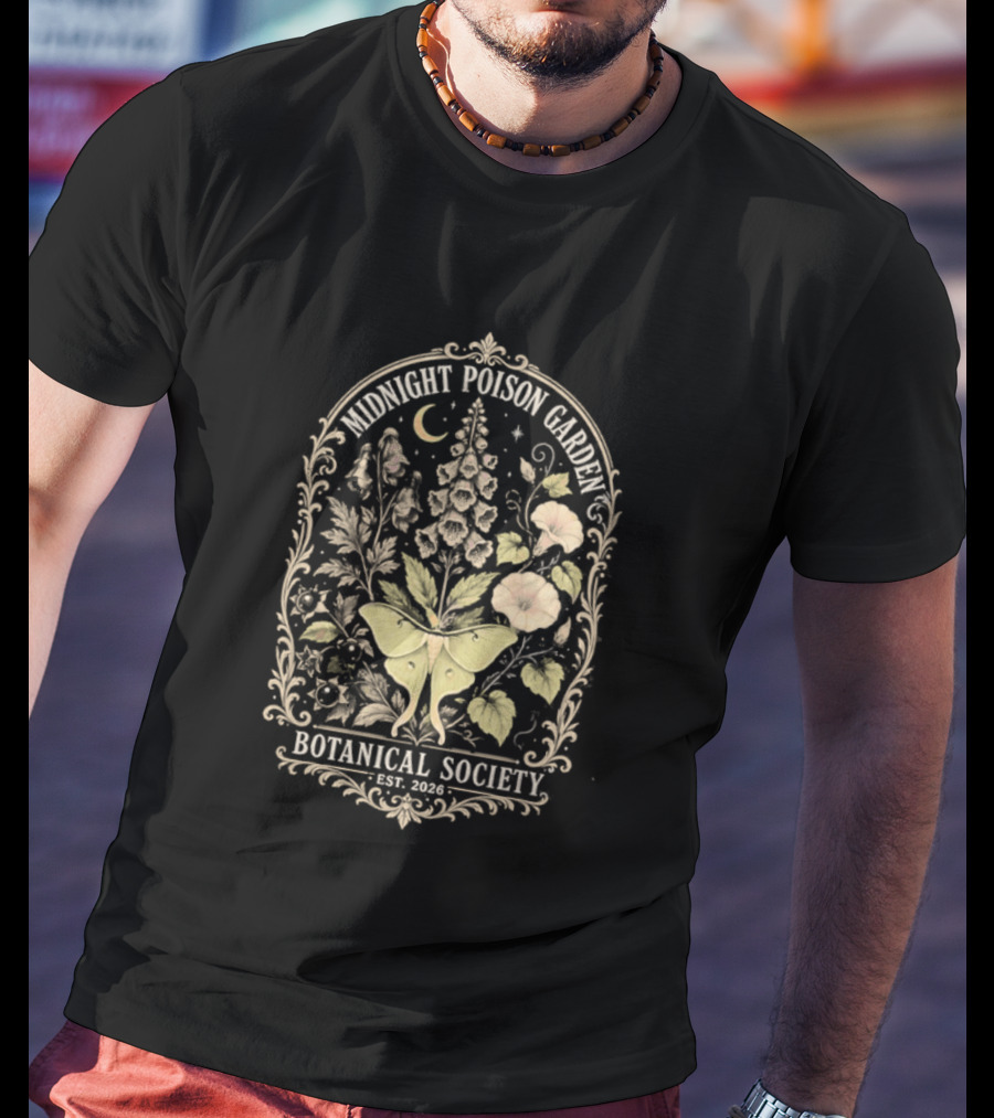 Midnight Poison Garden Botanical Society Est 2026 Moth Moonflower T-Shirt