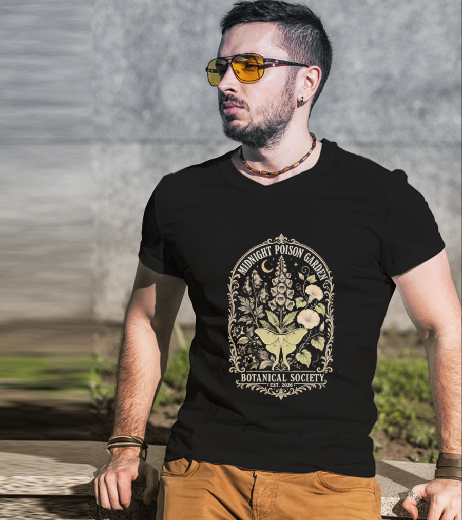 Midnight Poison Garden Botanical Society Est 2026 Moth Moonflower T-Shirt