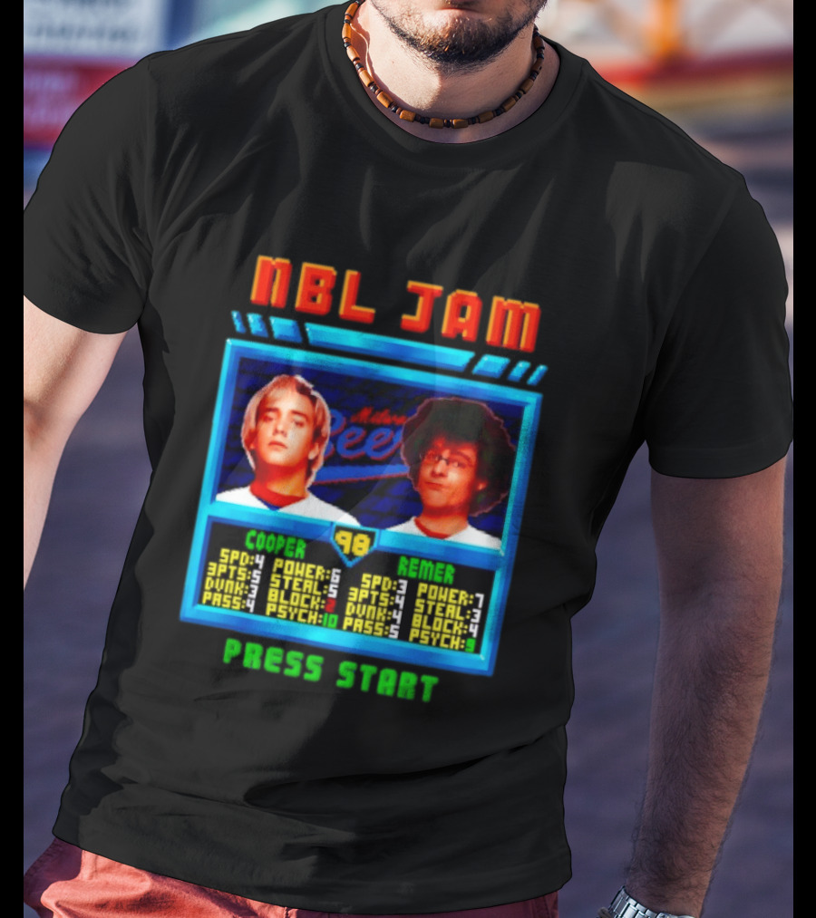 NBL Jam Cooper Remer Milwaukee Beers PASS START Players Stats T-Shirt
