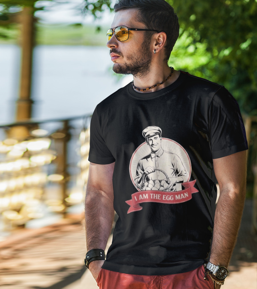 I Am The Egg Man Retro Figure With Basket Of Eggs T-Shirt