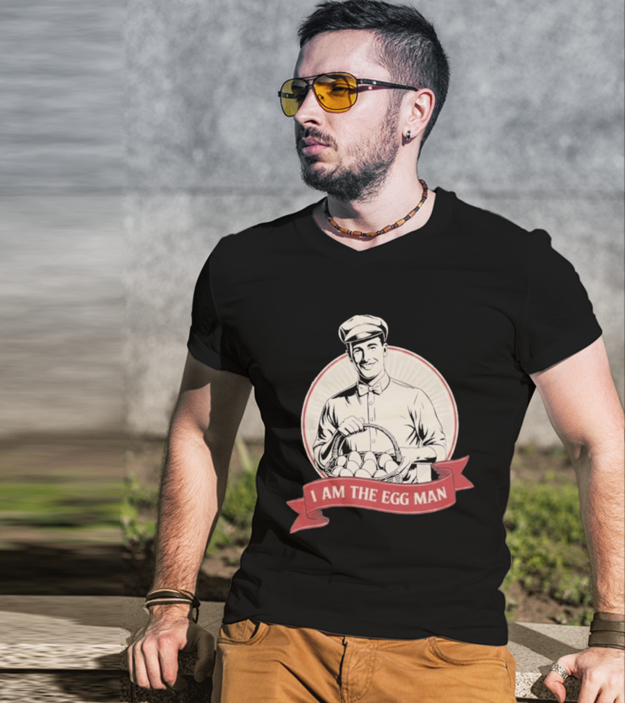 I Am The Egg Man Retro Figure With Basket Of Eggs T-Shirt