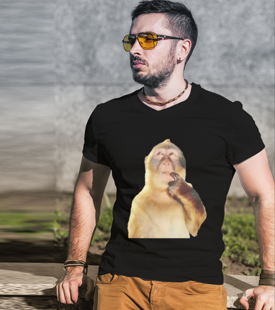 Pondering Monkey Curious Expression Contemplation T-Shirt