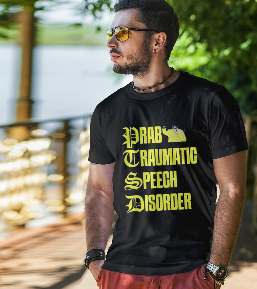 Prab Traumatic Speech Disorder Yellow Bold Lettering T-Shirt