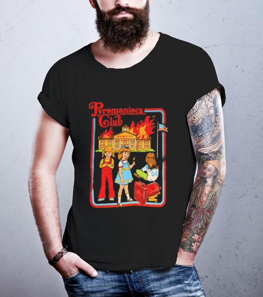 Pyromaniacs Club School Fire Retro Nostalgia T-Shirt