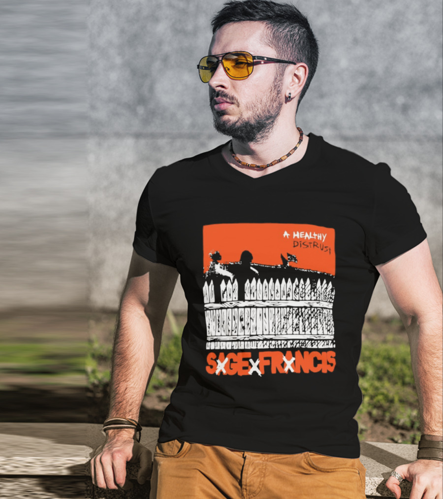 Sage Francis A Healthy Distrust Hip Hop Silhouette White Fence Red T-Shirt