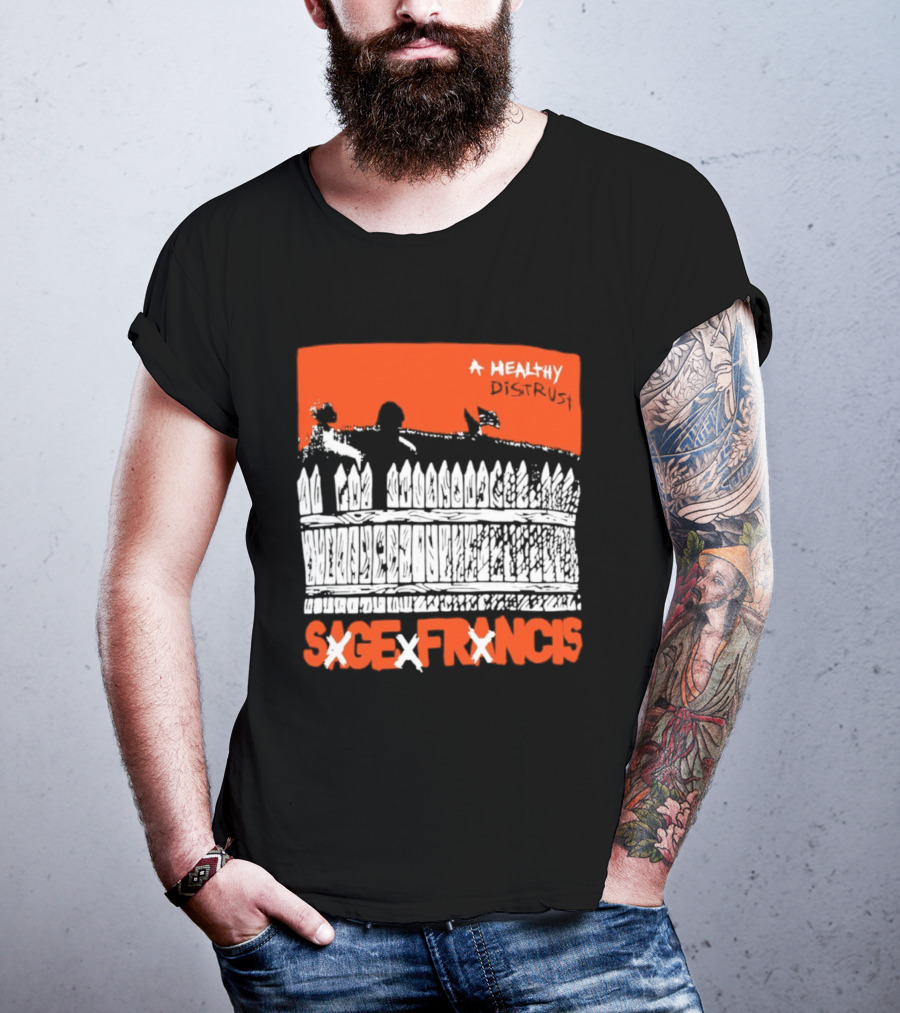 Sage Francis A Healthy Distrust Hip Hop Silhouette White Fence Red T-Shirt