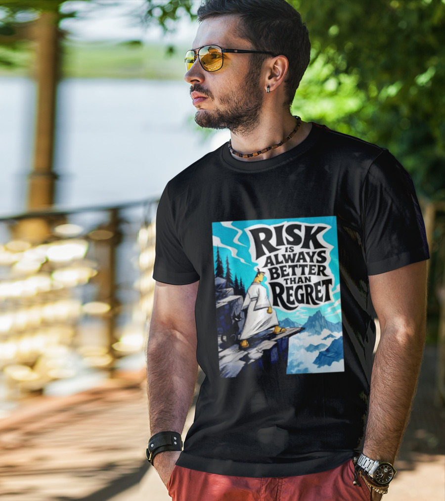 Samurai Jack Risk Is Always Better Than Regret Mountain Scene T-Shirt