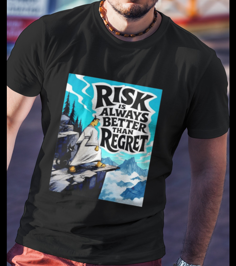 Samurai Jack Risk Is Always Better Than Regret Mountain Scene T-Shirt