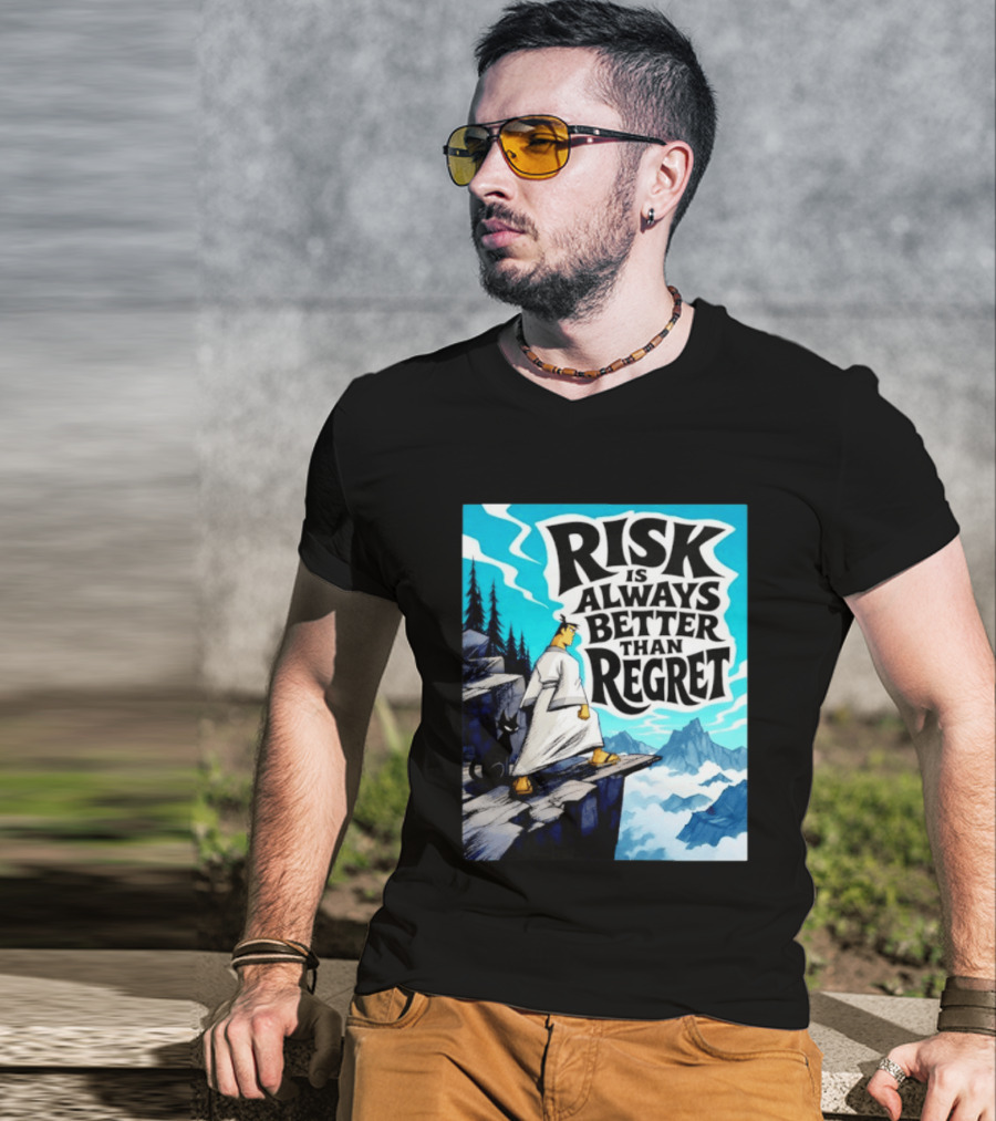 Samurai Jack Risk Is Always Better Than Regret Mountain Scene T-Shirt