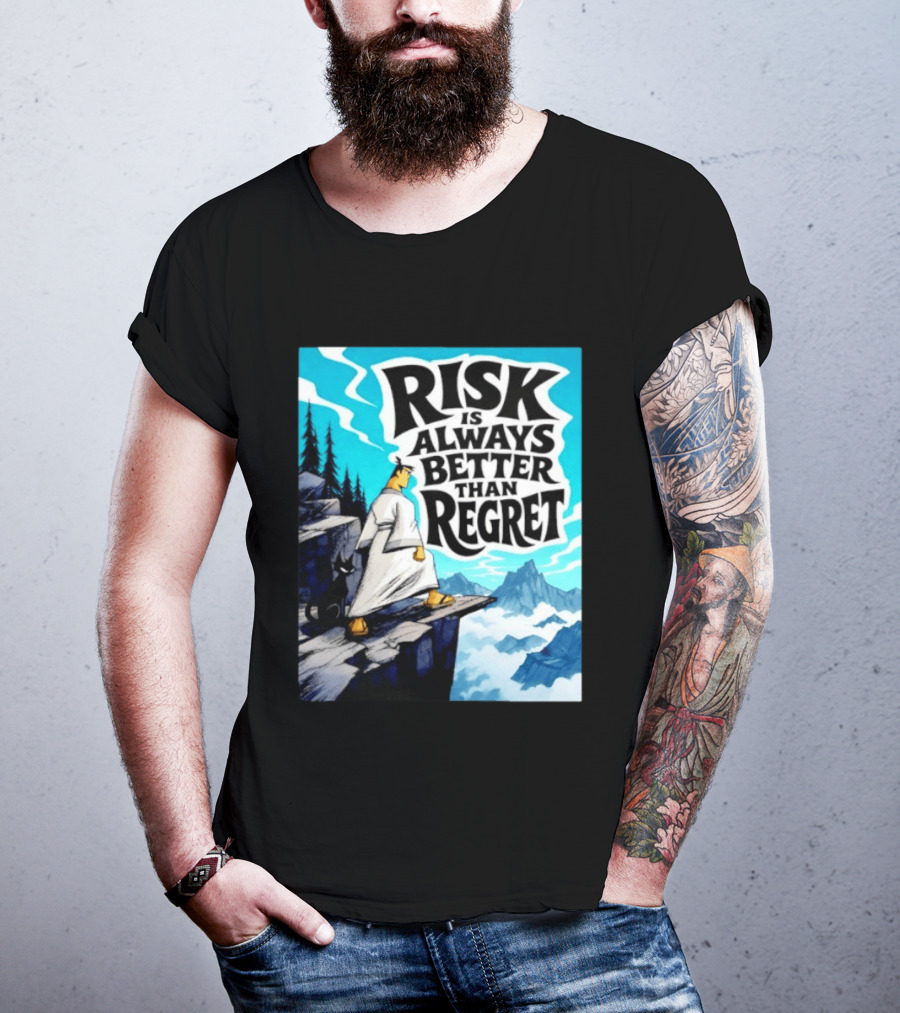 Samurai Jack Risk Is Always Better Than Regret Mountain Scene T-Shirt