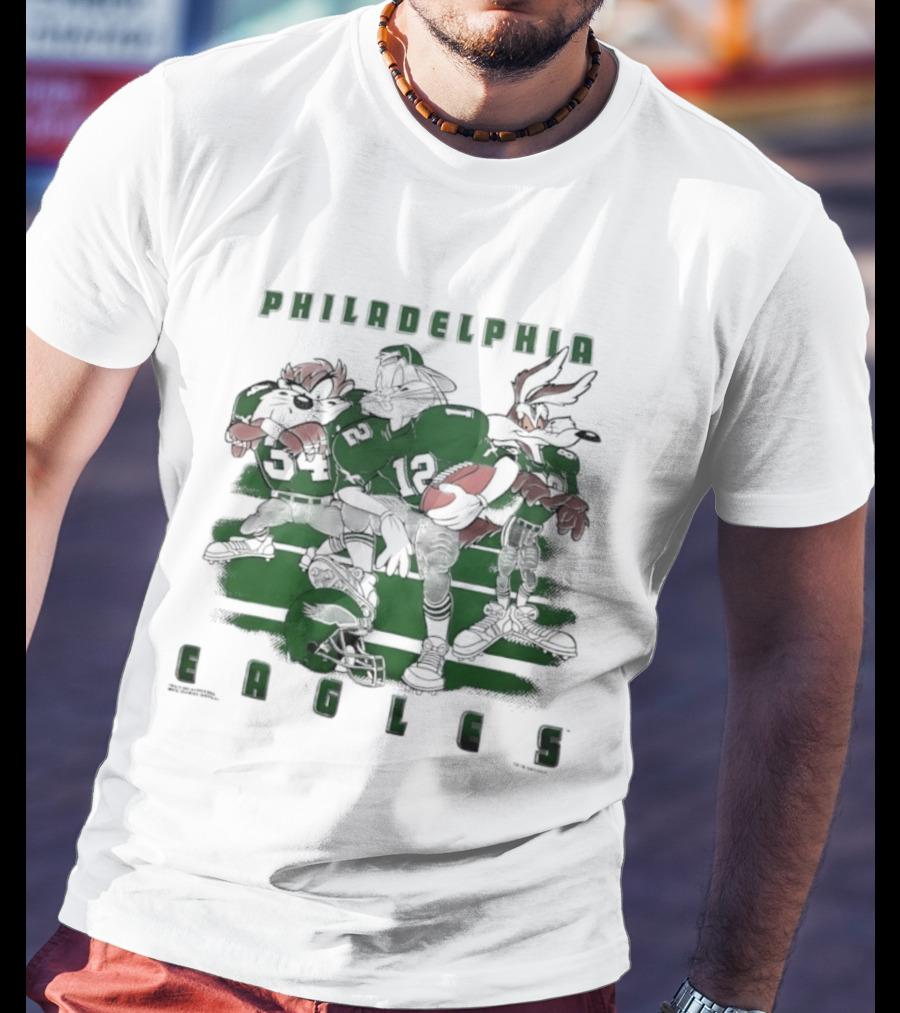 Philadelphia Eagles Taz Bugs Bunny Wile E Coyote Football Team Collaboration T-Shirt