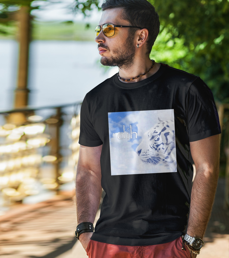 Tiger Dih Majestic Clouds White Bengal Tiger Profile T-Shirt