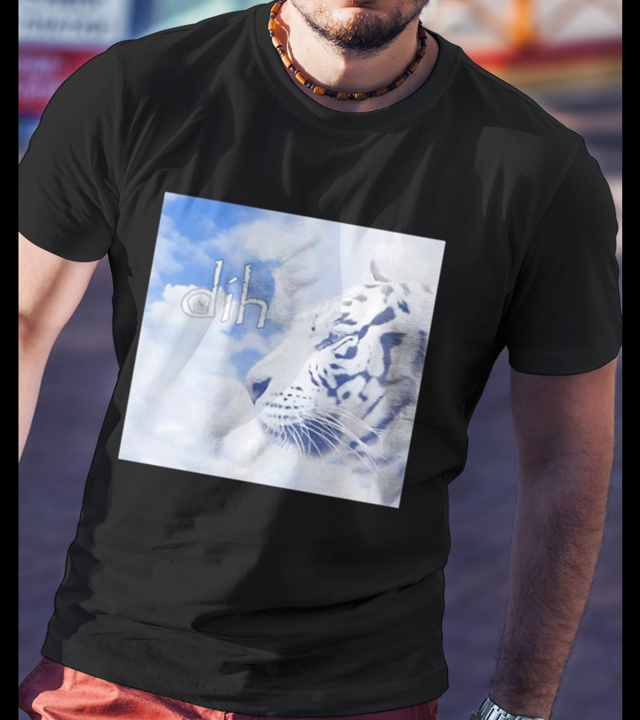 Tiger Dih Majestic Clouds White Bengal Tiger Profile T-Shirt