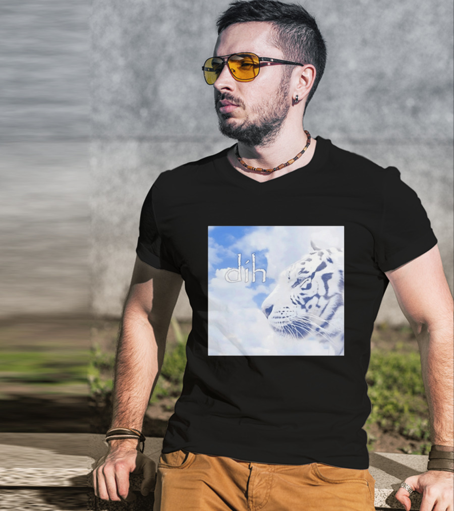 Tiger Dih Majestic Clouds White Bengal Tiger Profile T-Shirt