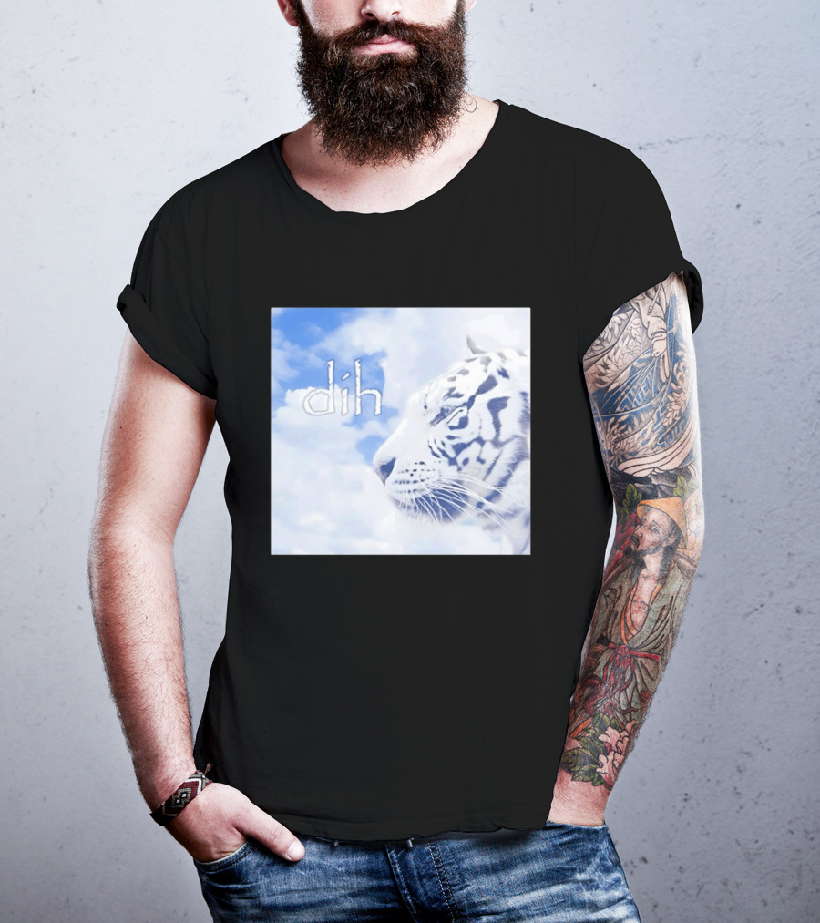 Tiger Dih Majestic Clouds White Bengal Tiger Profile T-Shirt